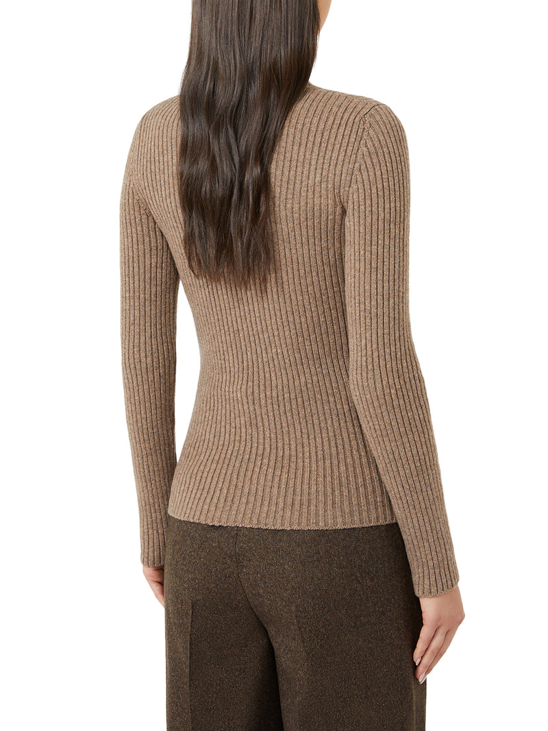 RIBBED WOOL AND CASHMERE TURTLENECK