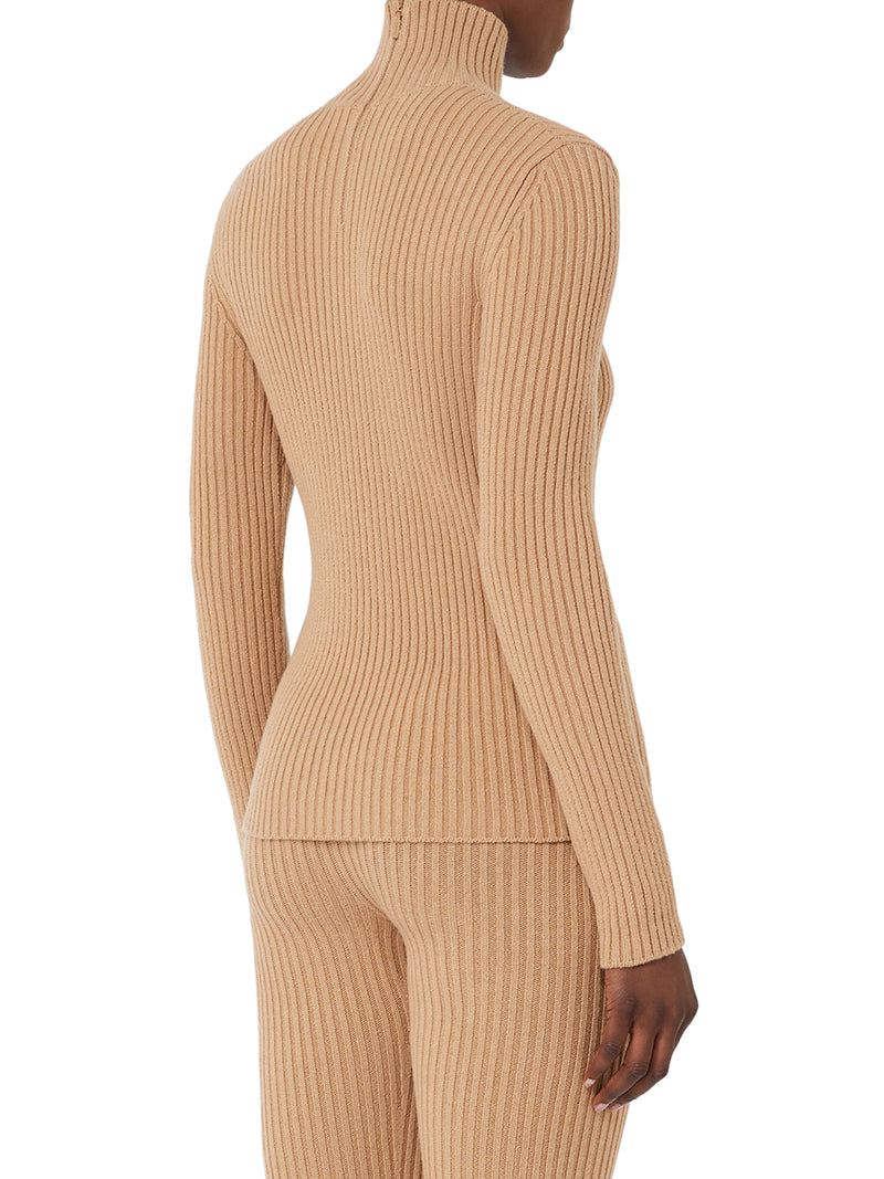RIBBED WOOL AND CASHMERE TURTLENECK