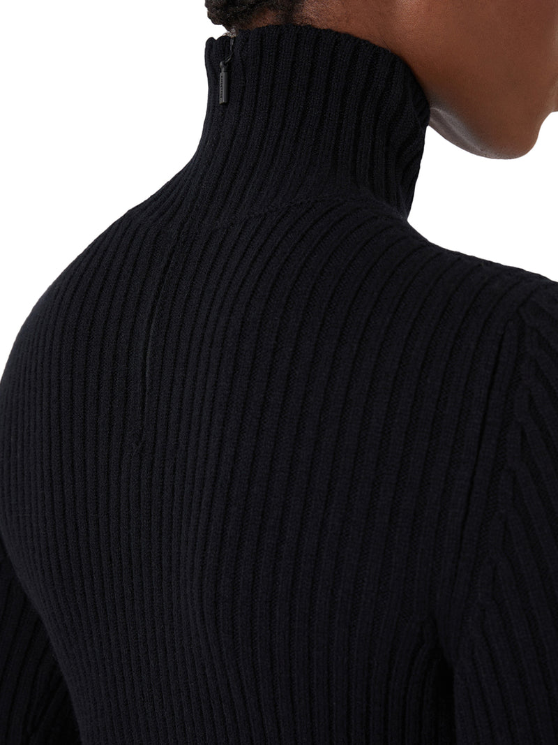 RIBBED WOOL AND CASHMERE TURTLENECK