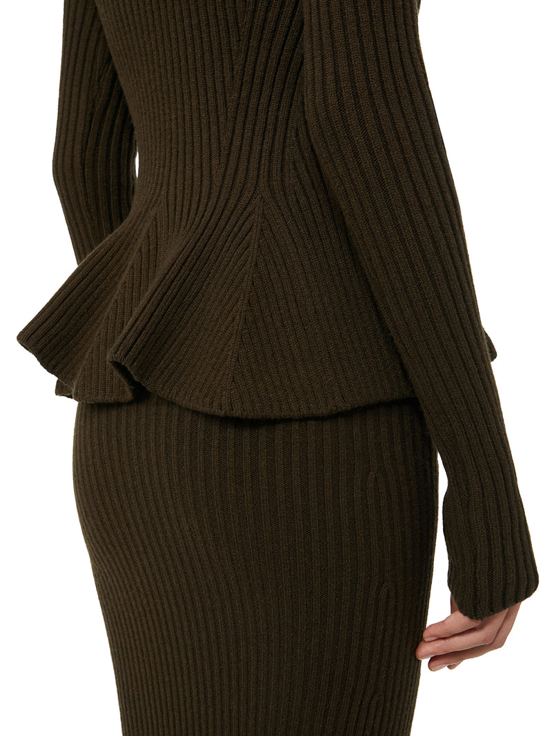 WOOL AND CASHMERE PEPLUS TURTLENECK