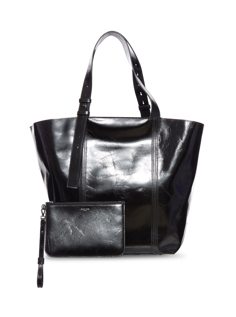 SHINY LEATHER TOTE BAG