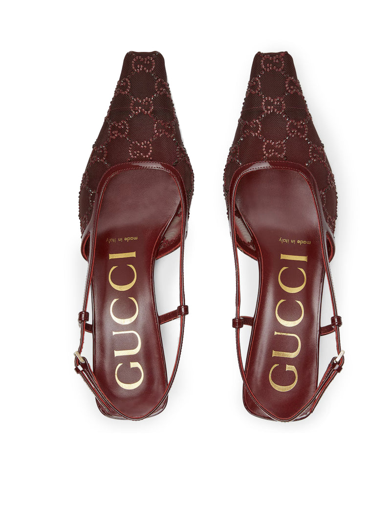 SLINGBACK PUMPS WITH GG CRYSTALS