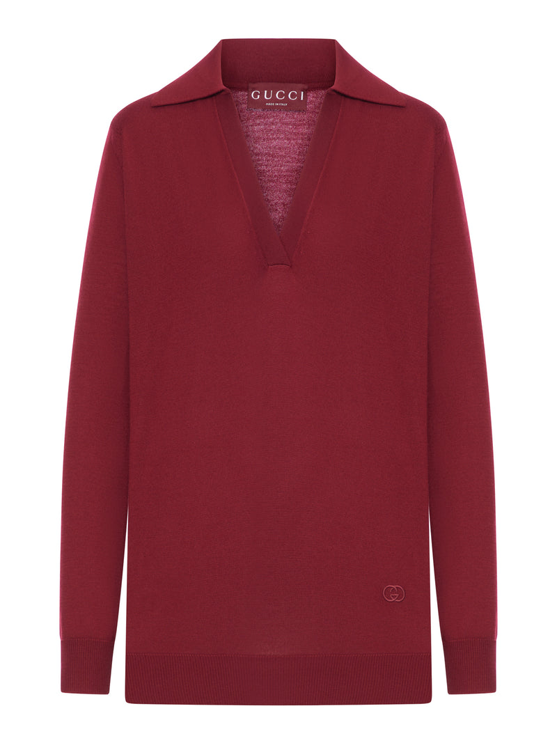 LIGHTWEIGHT WOOL POLO SHIRT WITH EMBROIDERED LOGO