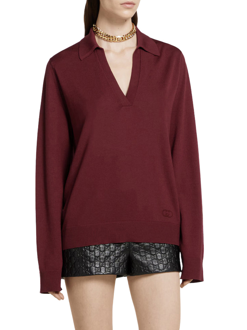 LIGHTWEIGHT WOOL POLO SHIRT WITH EMBROIDERED LOGO