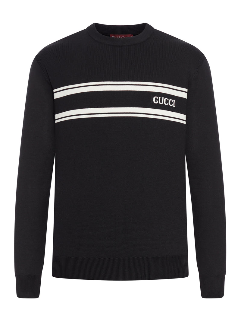 SILK AND COTTON SWEATER WITH INTARSIA