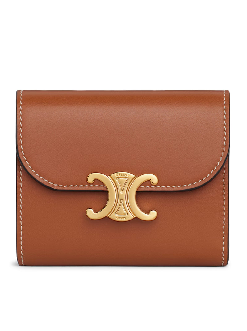 TRIOMPHE SMALL FLAP WALLET IN LEATHER