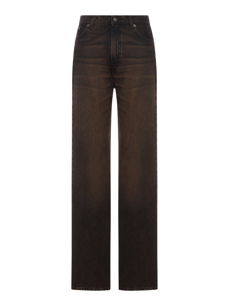 WIDE LEG KOREA JEANS IN WASHED DENIM