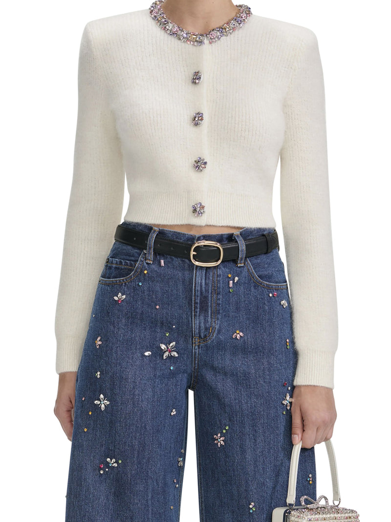 ALPACA CARDIGAN WITH JEWEL DECORATIONS