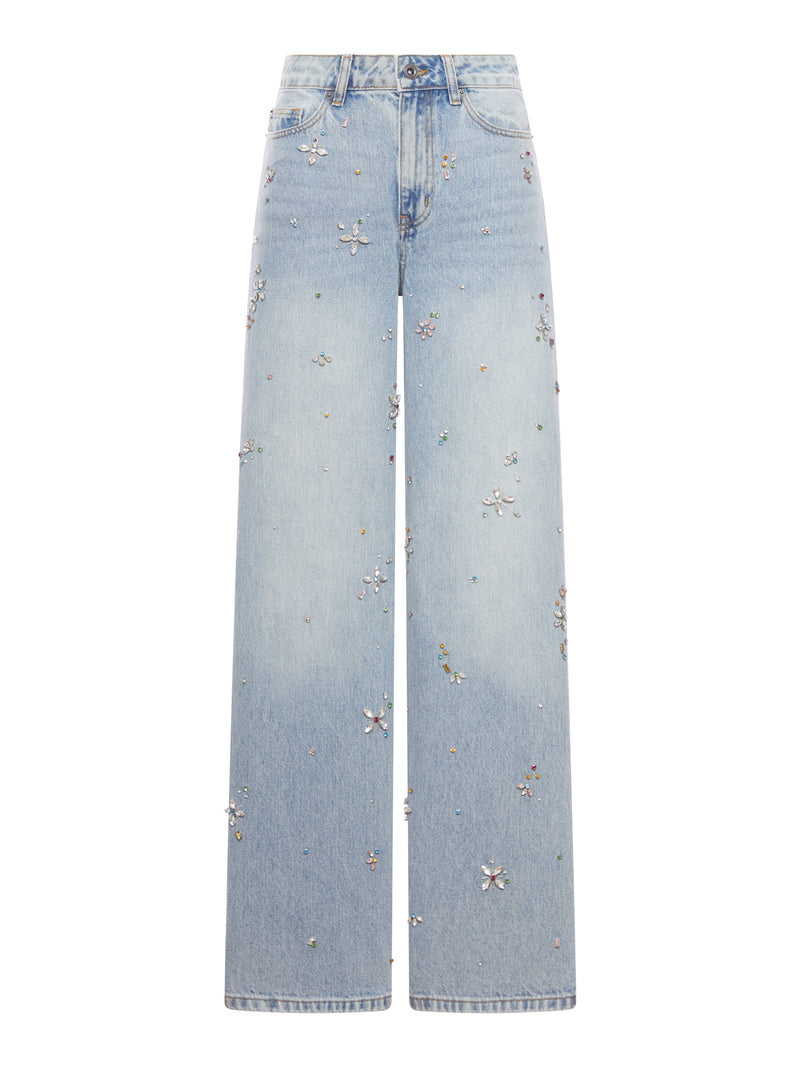 EMBELLISHED WIDE LEG JEANS