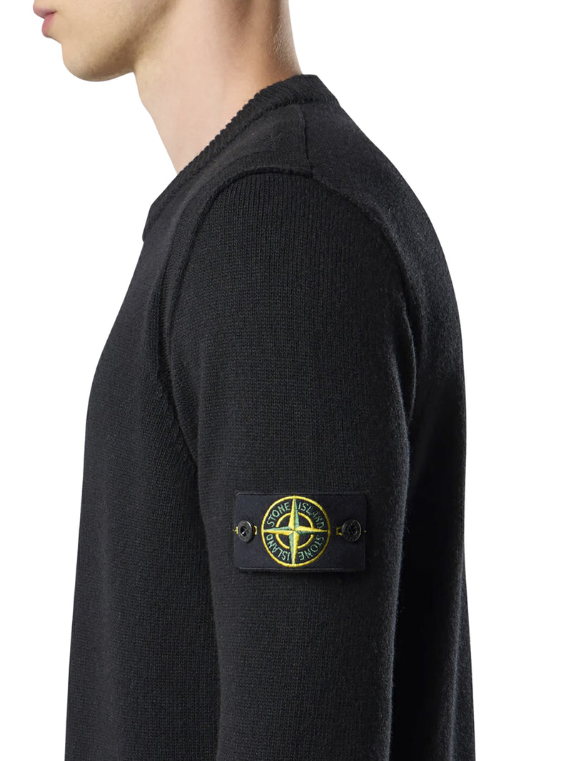 MELANGE EFFECT SWEATER WITH COMPASS LOGO