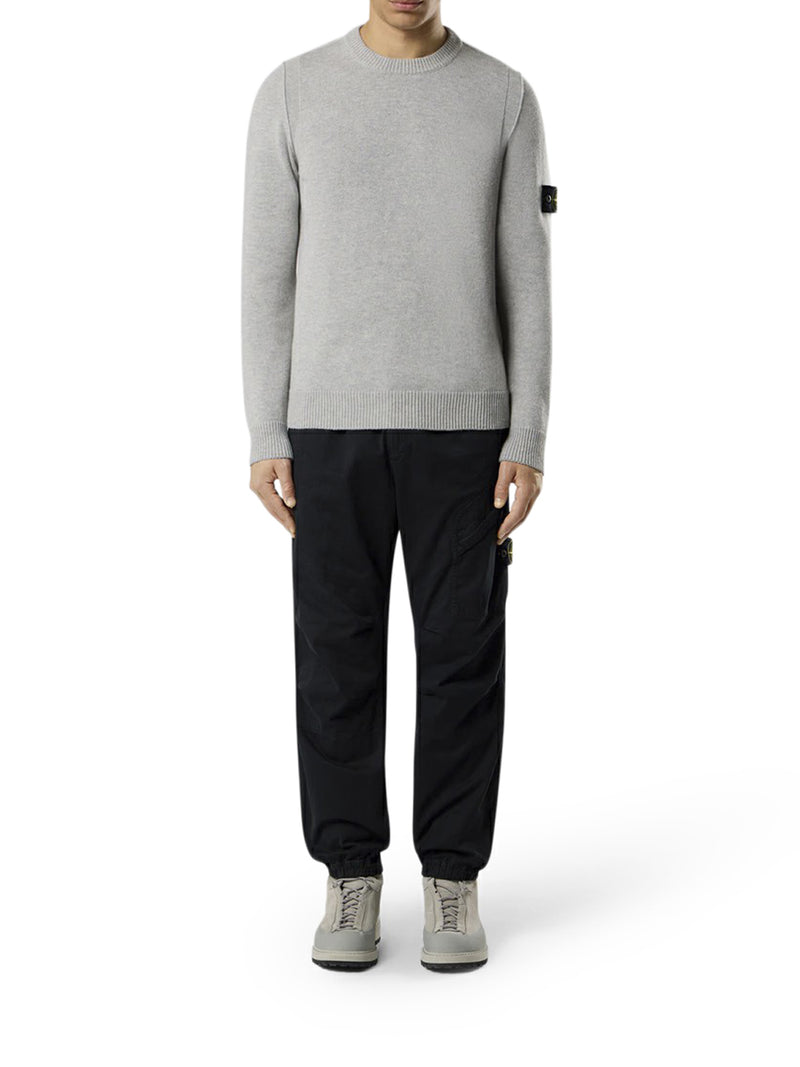 MELANGE EFFECT SWEATER WITH COMPASS LOGO