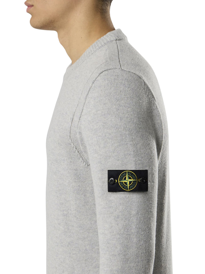 MELANGE EFFECT SWEATER WITH COMPASS LOGO