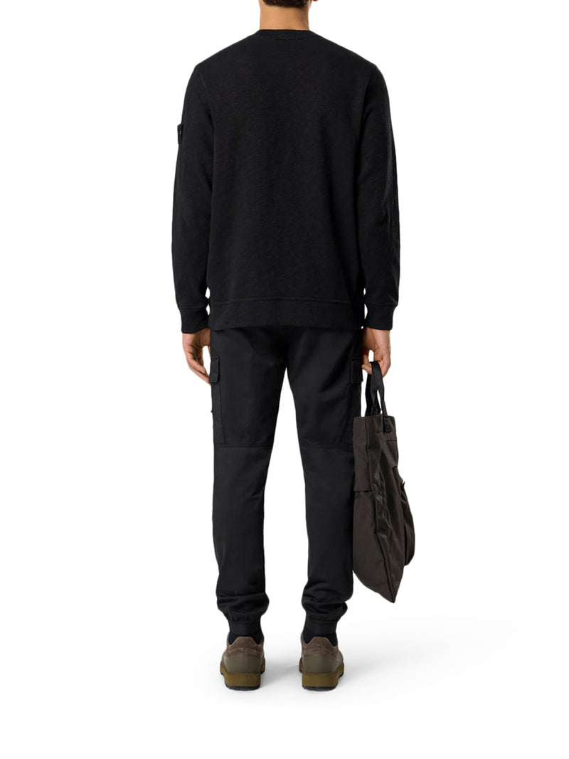 CREW NECK COTTON SWEATSHIRT WITH SIDE INLAYS