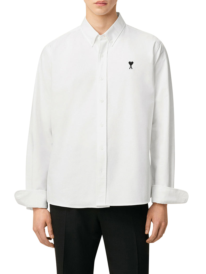 WHITE COTTON SHIRT WITH AMI DE COEUR LOGO