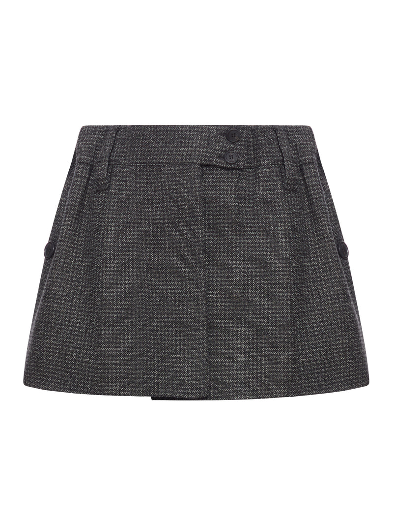 VICHY PATTERN MOULINÉ WOOL MINI SKIRT