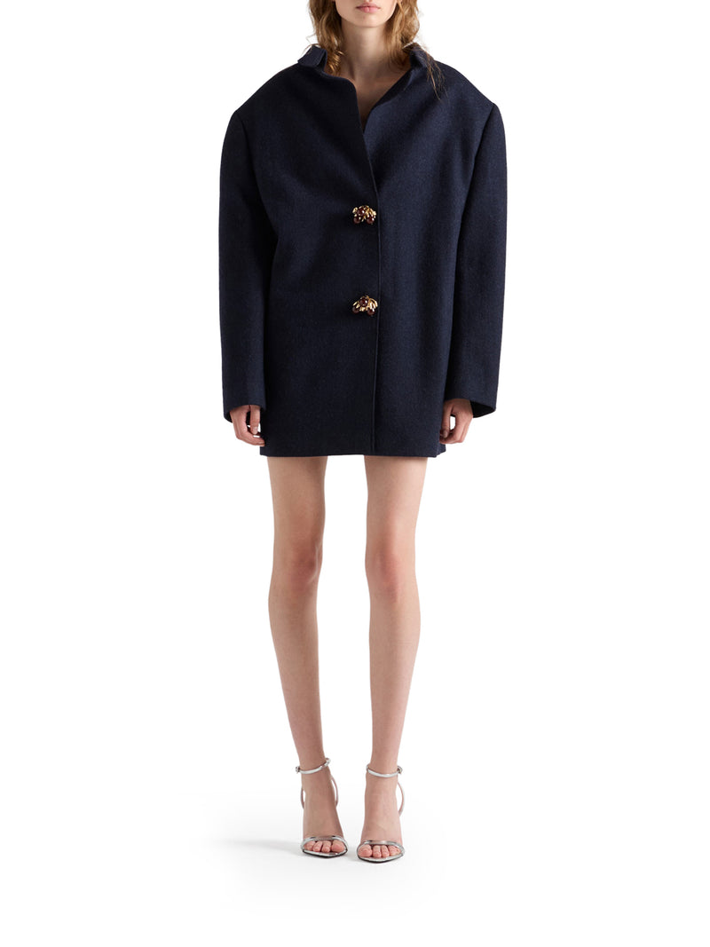 SHETLAND WOOL JACKET WITH JEWEL BUTTONS