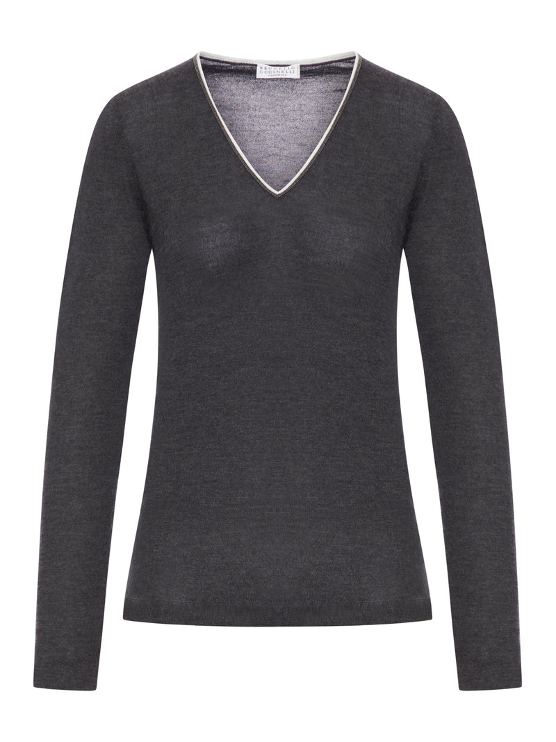 WOOL SWEATER WITH CONTRASTING TRIM