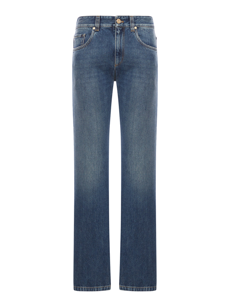 COLUMN PANTS IN AUTHENTIC DENIM WITH MONILE