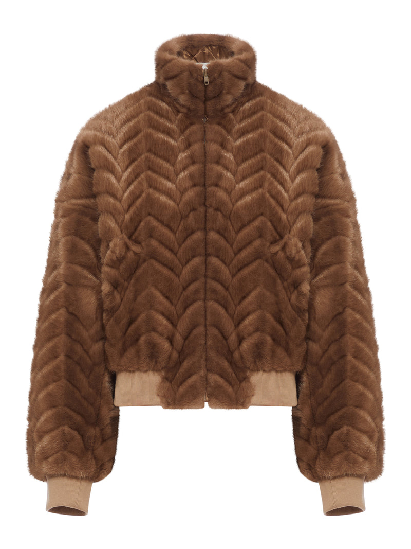 CROPPED JACKET WITH RAISED CABLE PATTERN