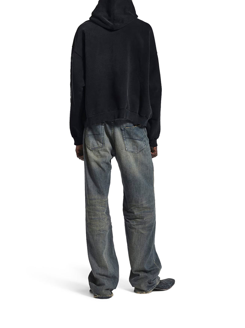 TRANSPARENT TAPE HOODIE WITH TORN POCKET