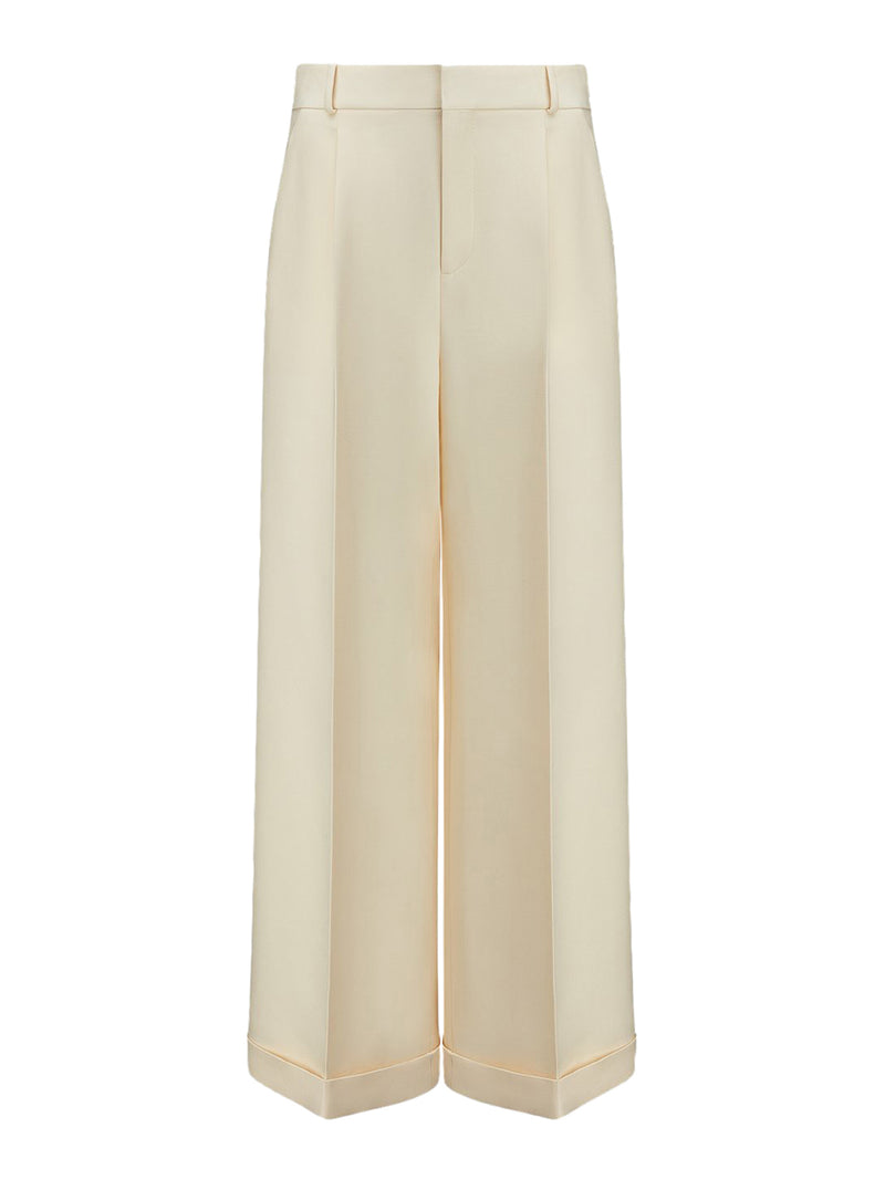FLARED WOOL AND SILK TROUSERS