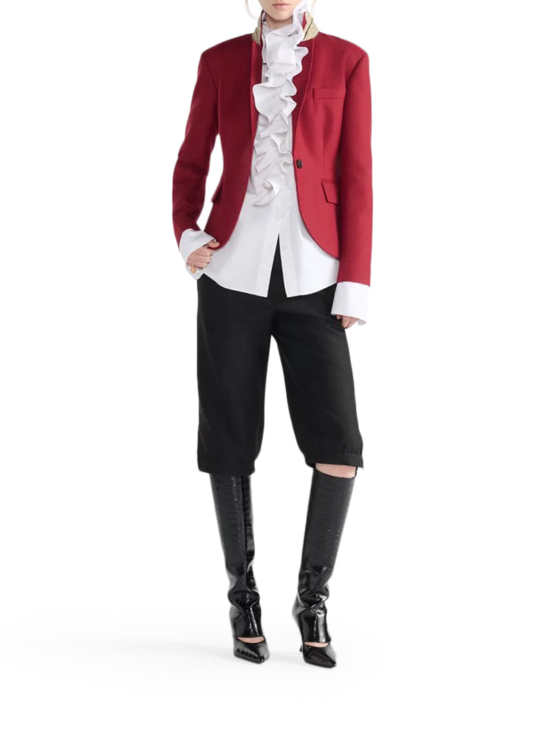 GRAIN DE POUDRE BERMUDA SHORTS IN VIRGIN WOOL AND SILK