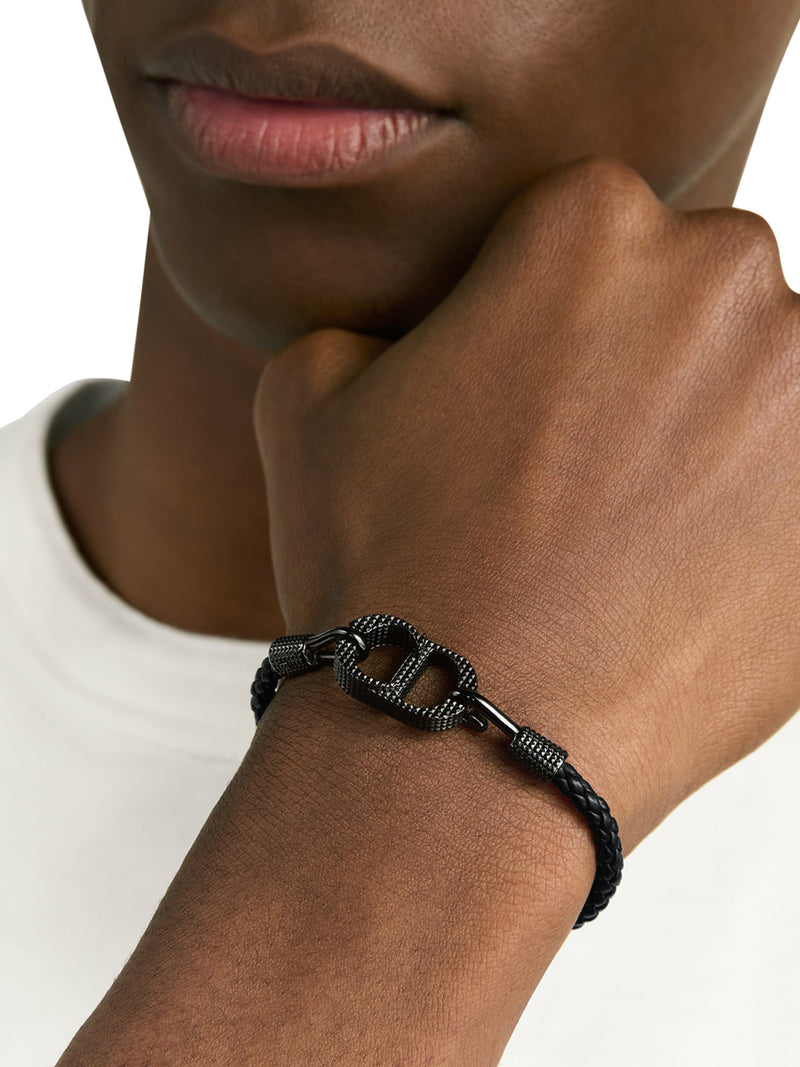 CD ICON WOVEN LEATHER BRACELET