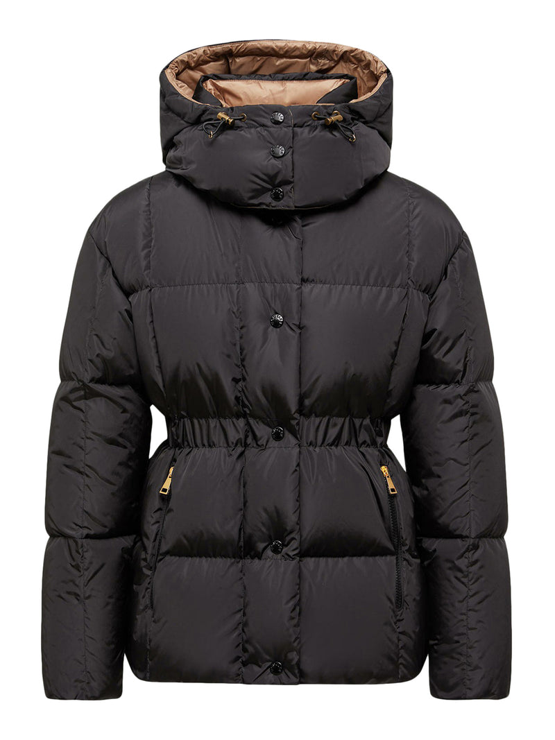 SHORT DOWN JACKET WITH HOOD AND CHECKED QUILTING AGNEUX