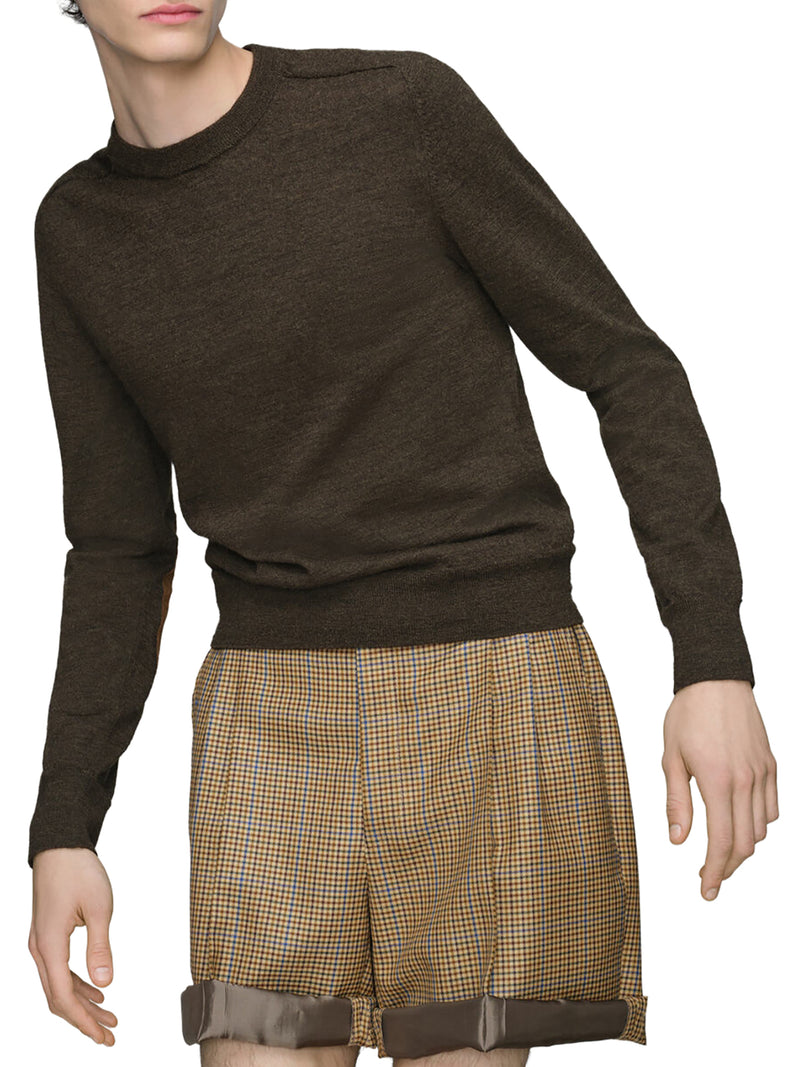 WOOL SWEATER WITH ELBOW PATCHES