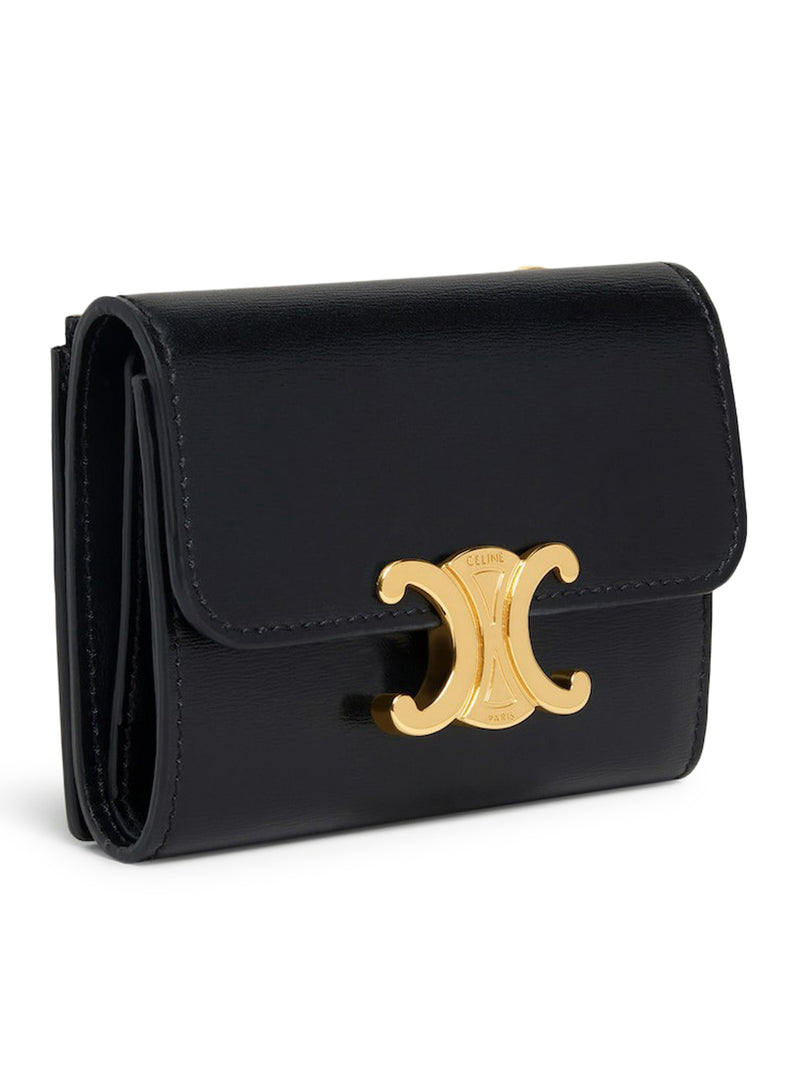 TRIOMPHE COMPACT WALLET WITH COIN PURSE IN POLISHED CALFSKIN