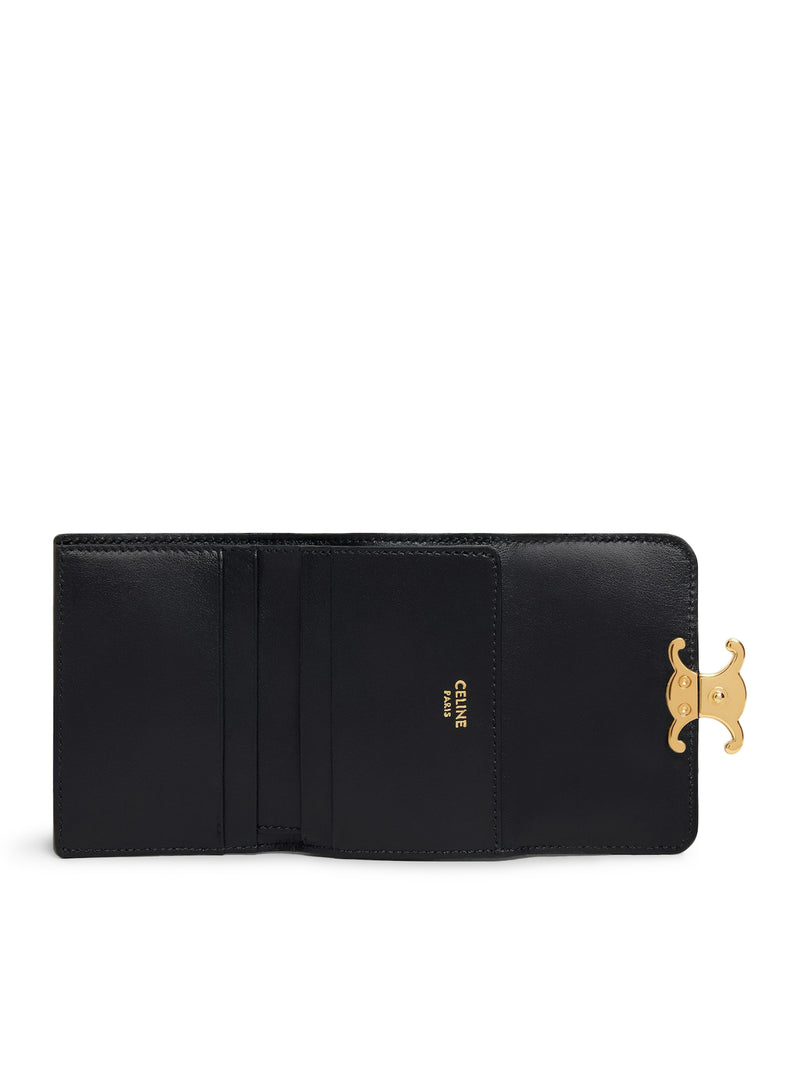 TRIOMPHE COMPACT WALLET WITH COIN PURSE IN POLISHED CALFSKIN