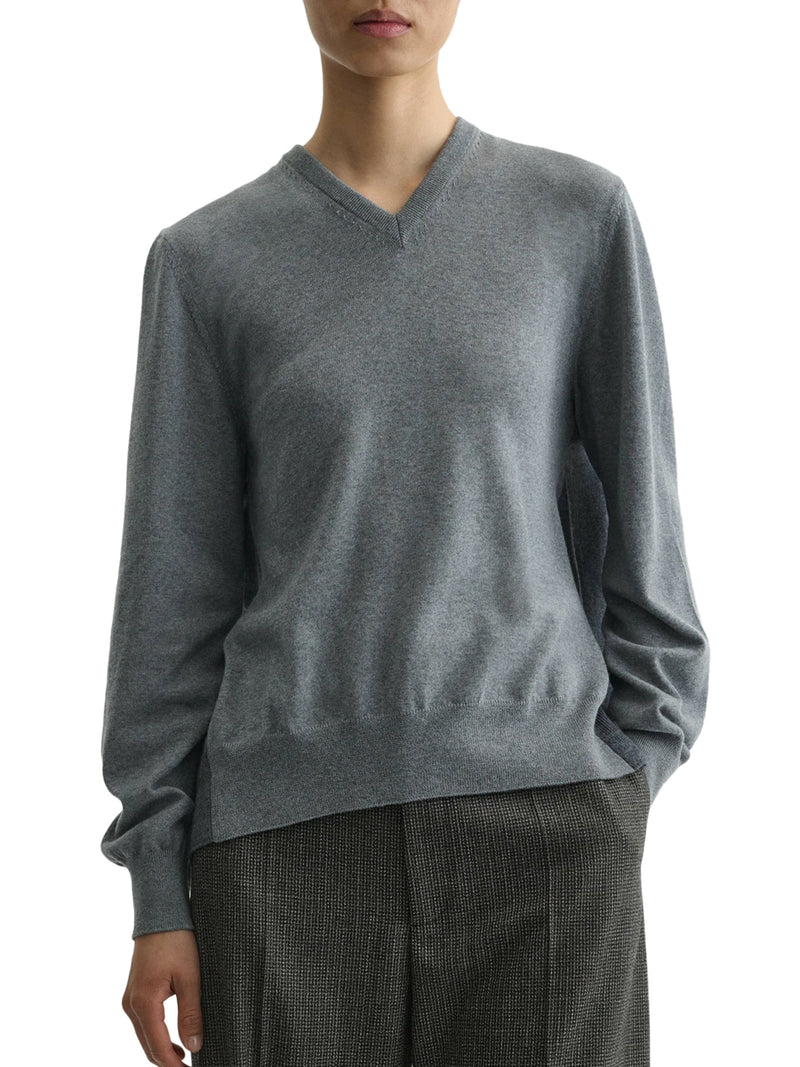V-NECK BACK WOOL SWEATER