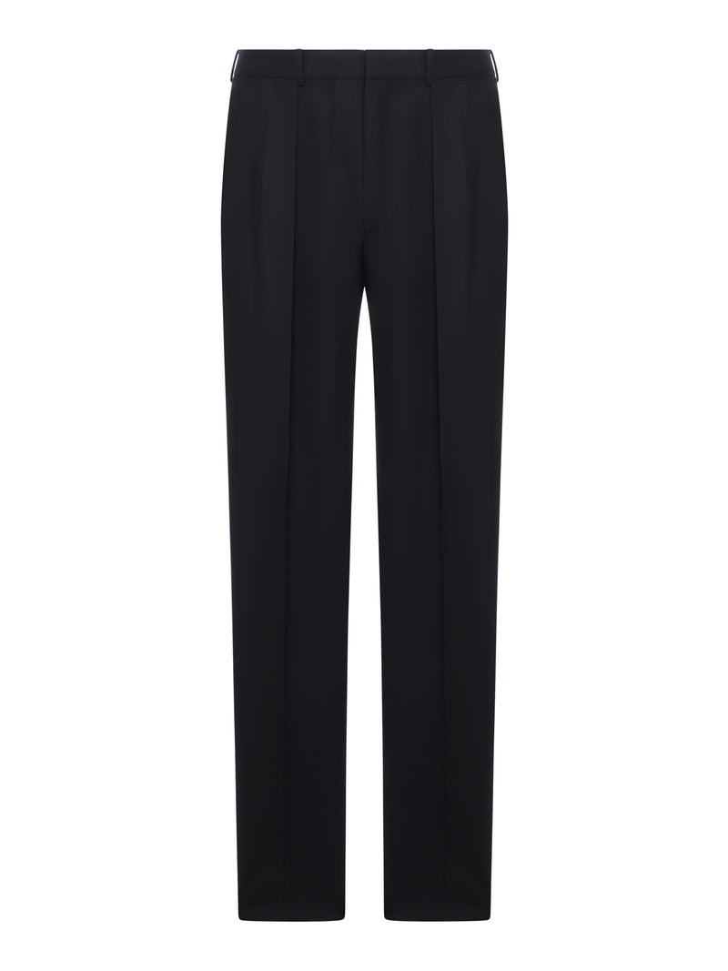 TAILORED TWILL TROUSERS WITH DOUBLE PLEAT