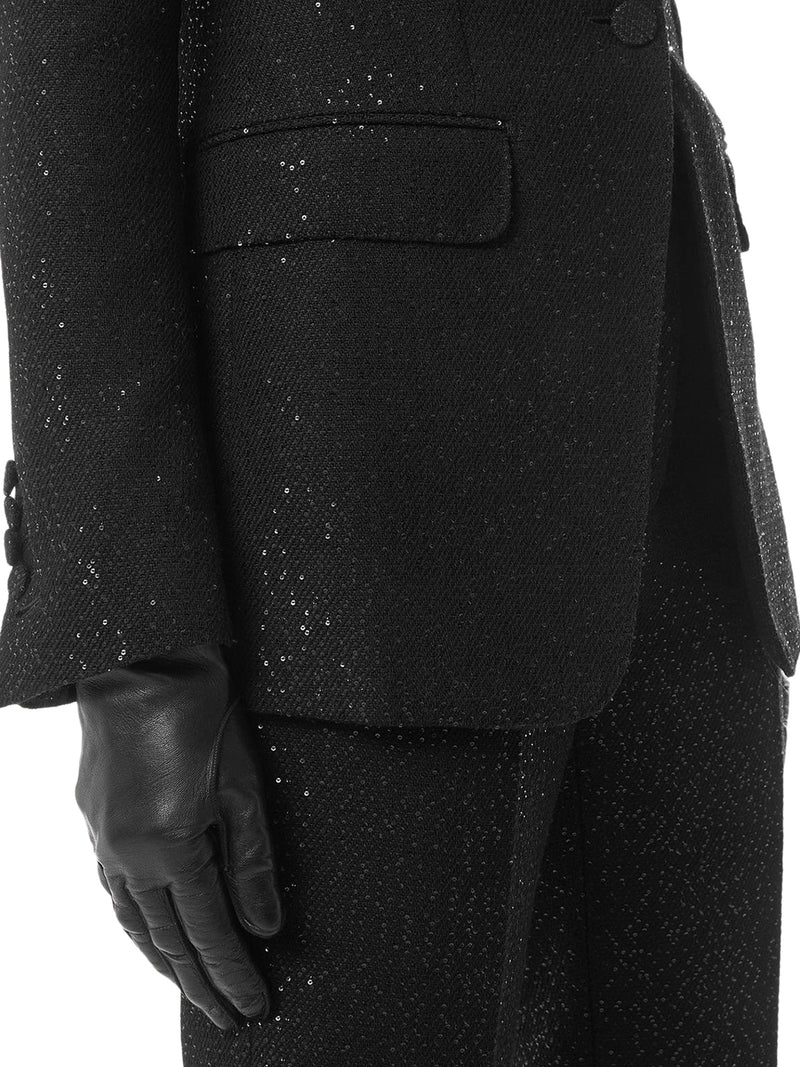 SINGLE-BREASTED WOOL BLEND CREPE JACKET WITH SEQUINS
