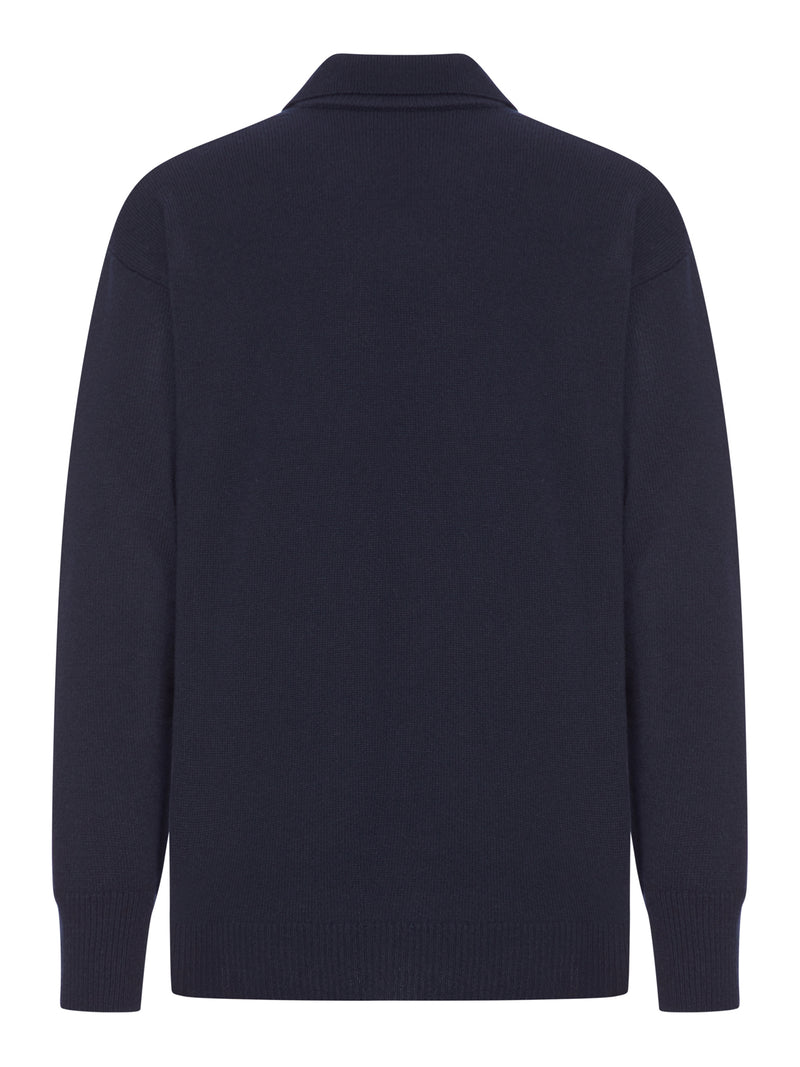 V-NECK WOOL POLO SHIRT