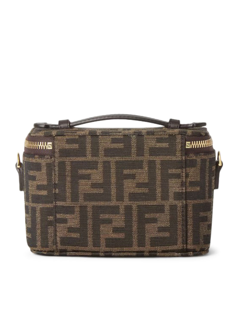 FENDI VANITY MINI BAG IN FF JACQUARD FABRIC, TOBACCO BROWN