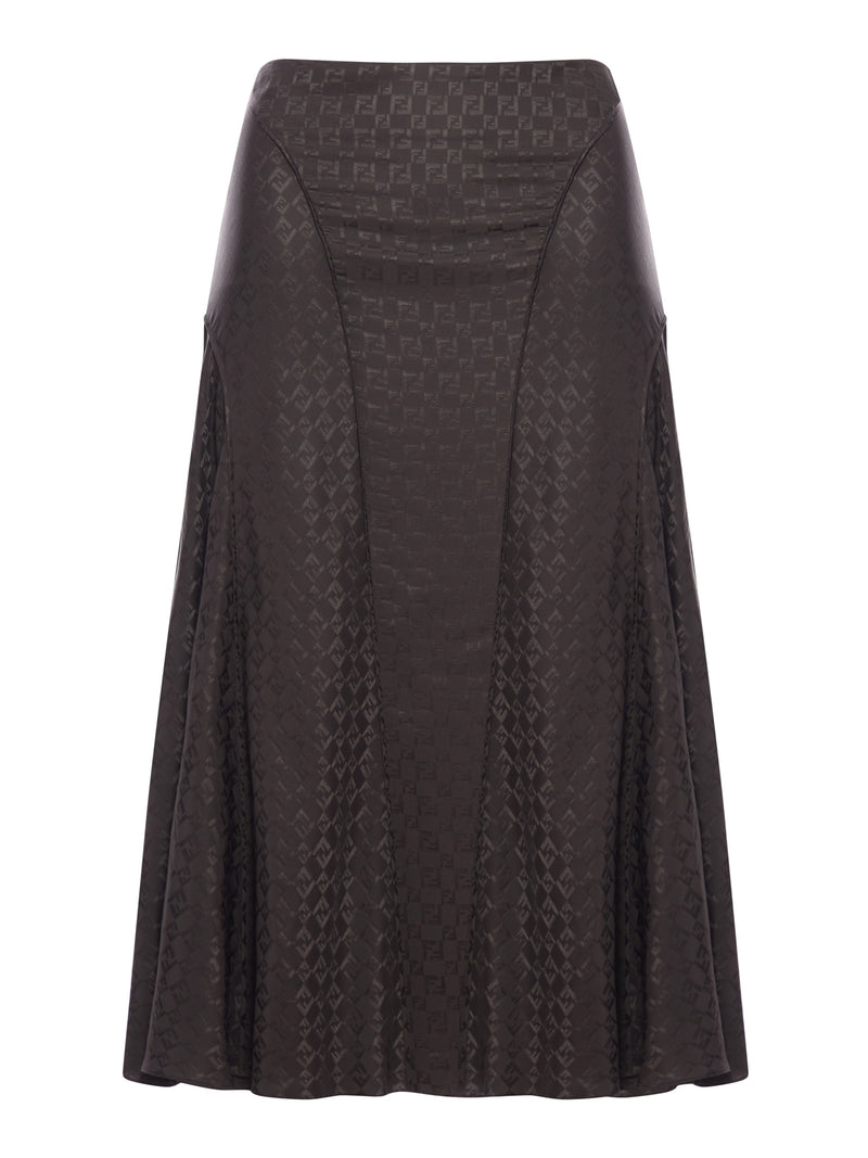 BROWN FF JACQUARD SILK SKIRT