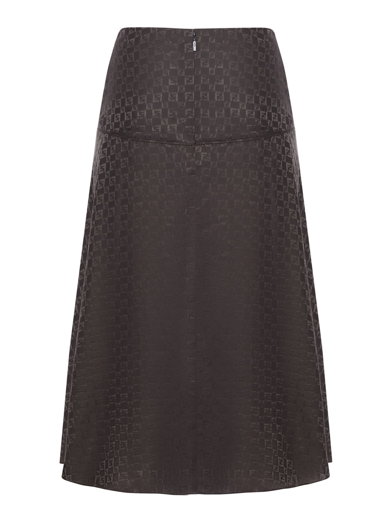 BROWN FF JACQUARD SILK SKIRT