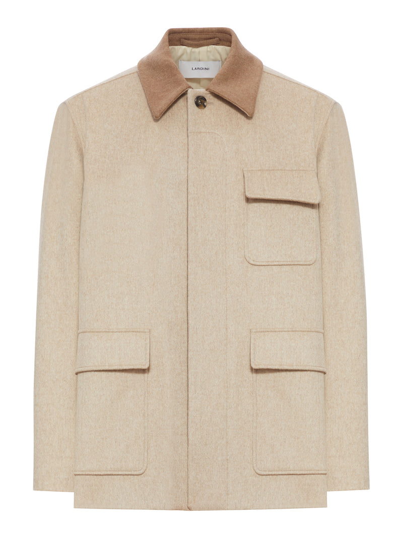 LORO PIANA CAPOLAVORO WOOL JACKET WITH CONTRASTING COLLAR