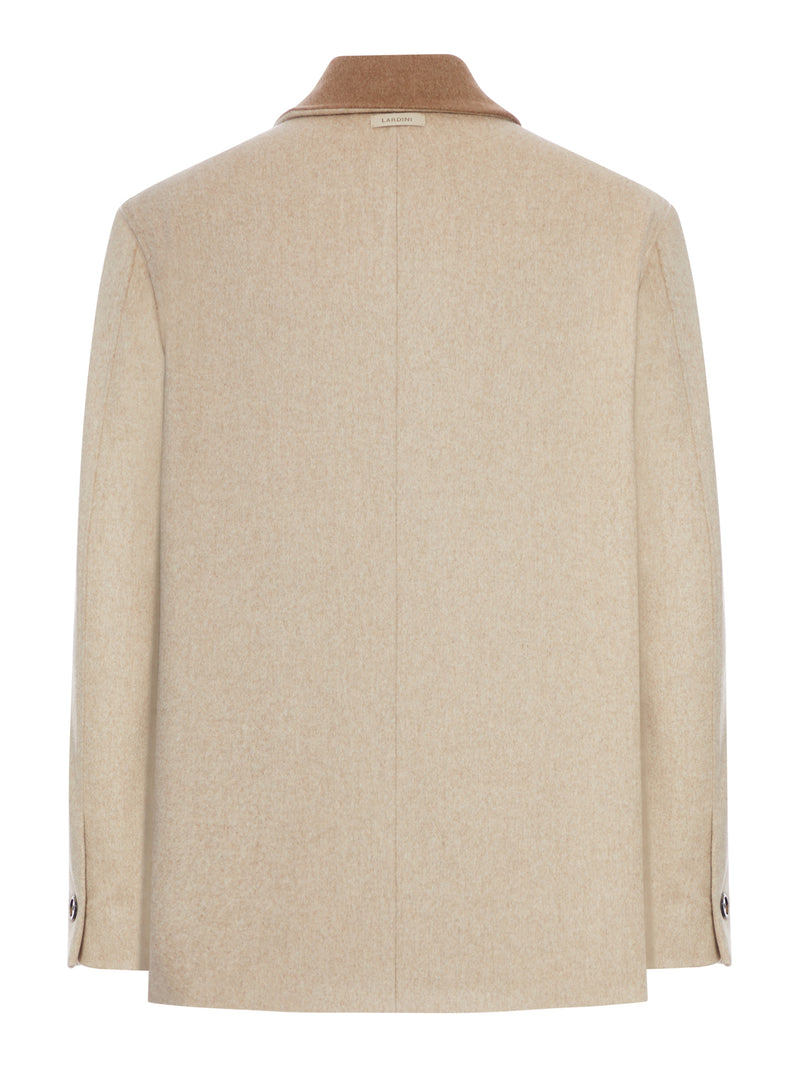 LORO PIANA CAPOLAVORO WOOL JACKET WITH CONTRASTING COLLAR