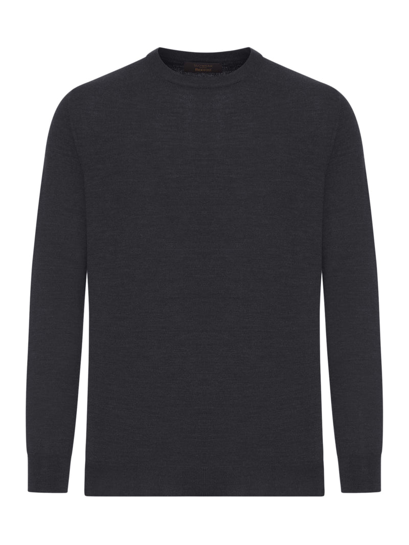 CREW NECK SWEATER IN FINE COMBED WOOL