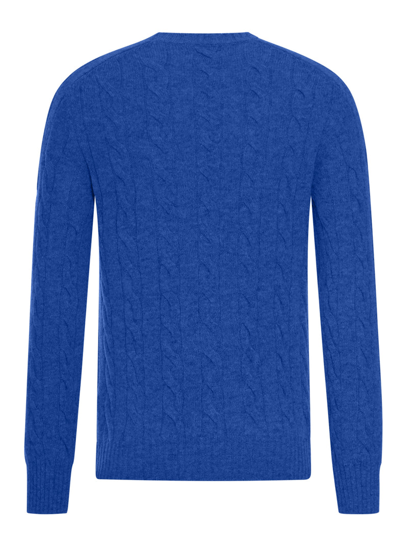 CABLE-KNIT WOOL CREW NECK