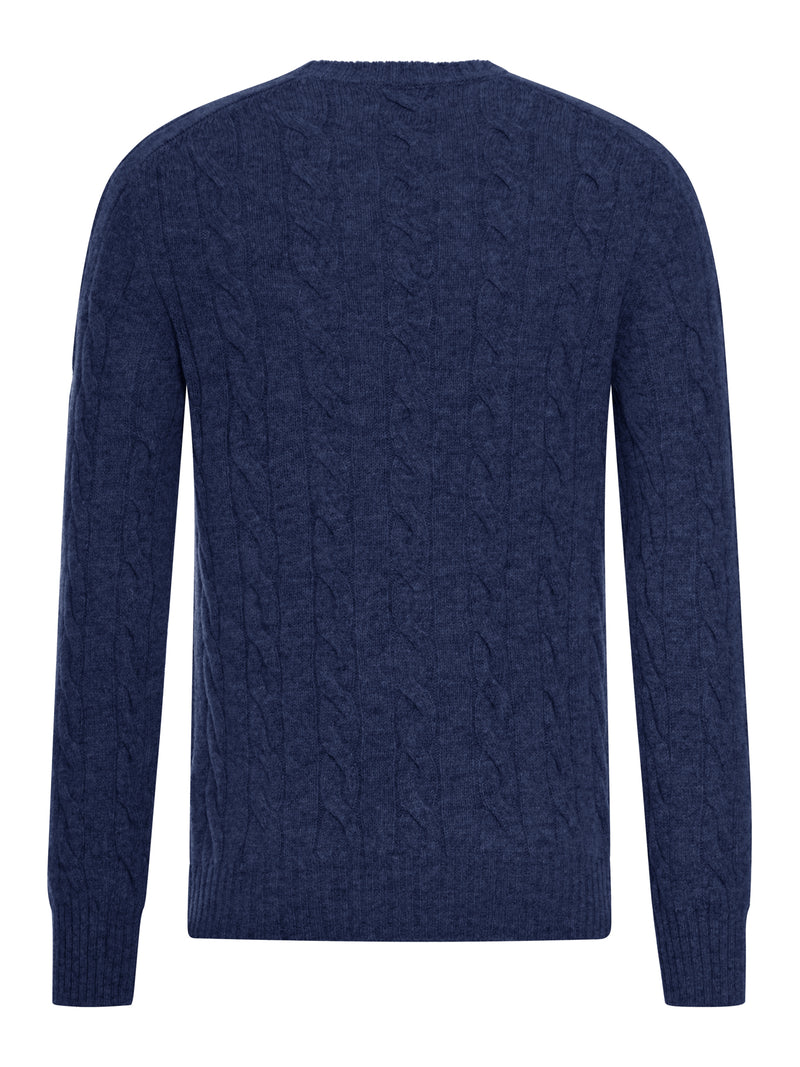 CABLE-KNIT WOOL CREW NECK