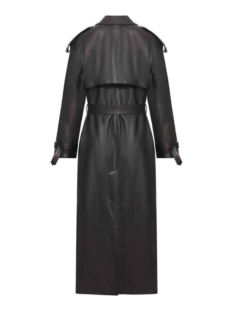 LONG LEATHER TRENCH COAT