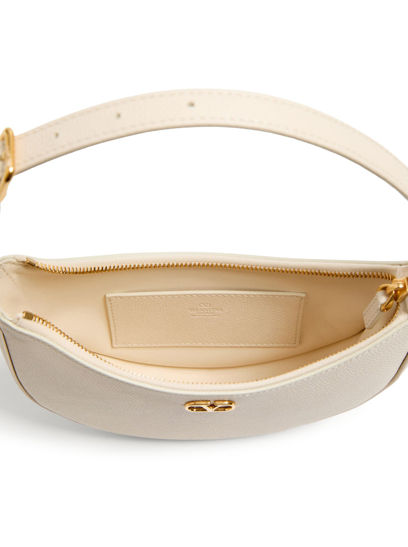 VLOGO SIGNATURE MINI HOBO BAG IN WHITE GARNET CALFSKIN