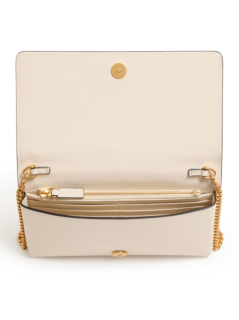 VLOGO SIGNATURE CHAIN WALLET IN GARNET CALFSKIN