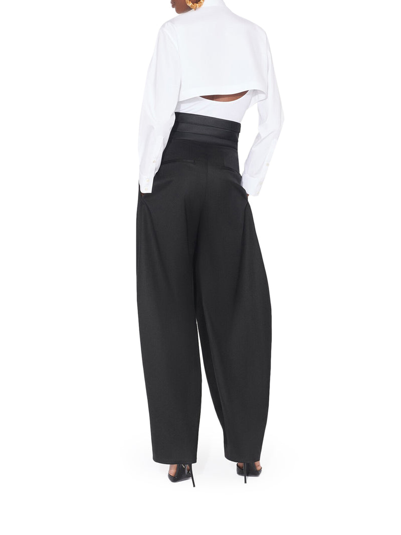 ROUNDED WOOL TUXEDO TROUSERS