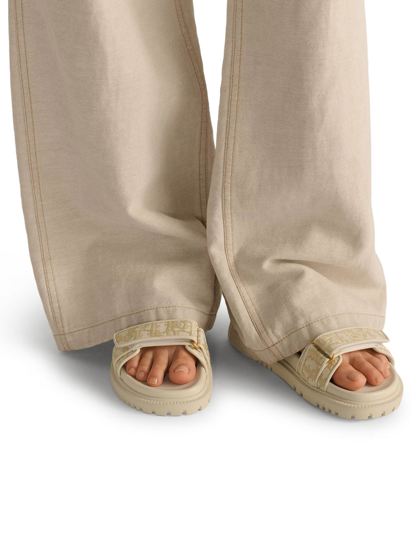 DIORACT SANDAL IN WHITE OBLIQUE JACQUARD WITH GOLD-COLOURED METALLIC THREAD