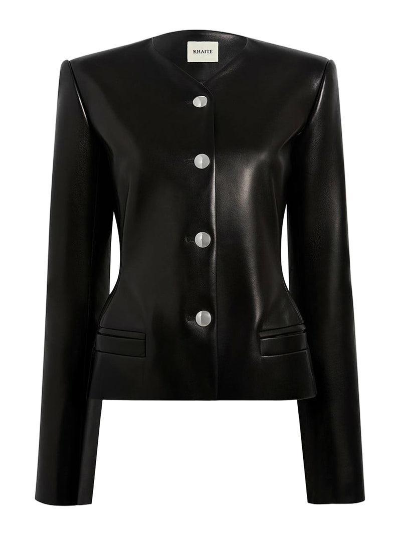 NARA LEATHER PEPLUS JACKET