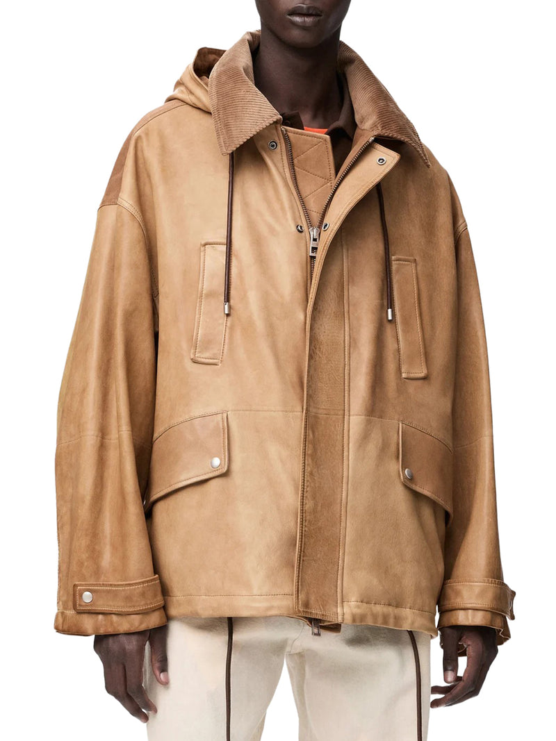 SHORT PARKA IN LAMBSKIN AND COTTON